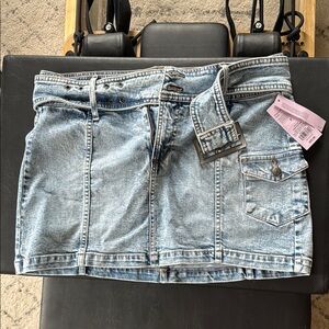 Denim Mini Skirt with Belt